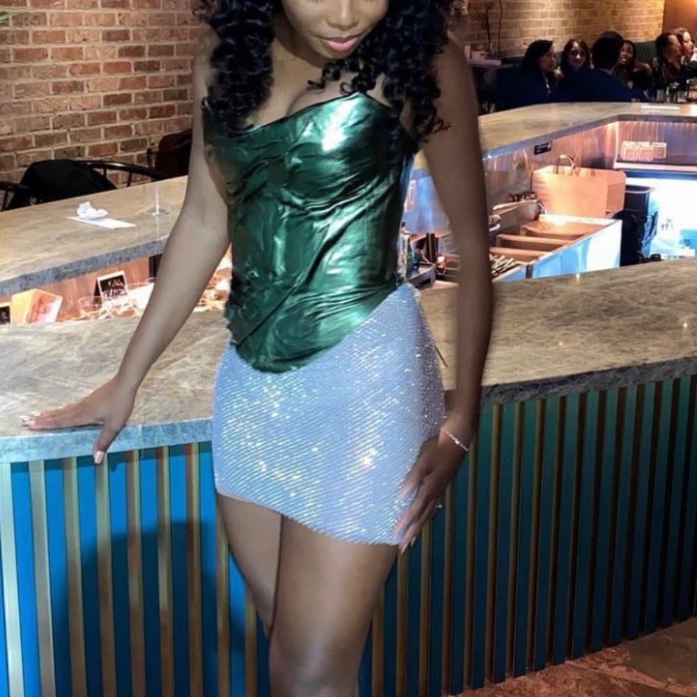 Rhinestone sparkling mini skirt (nude base) from strugala the label